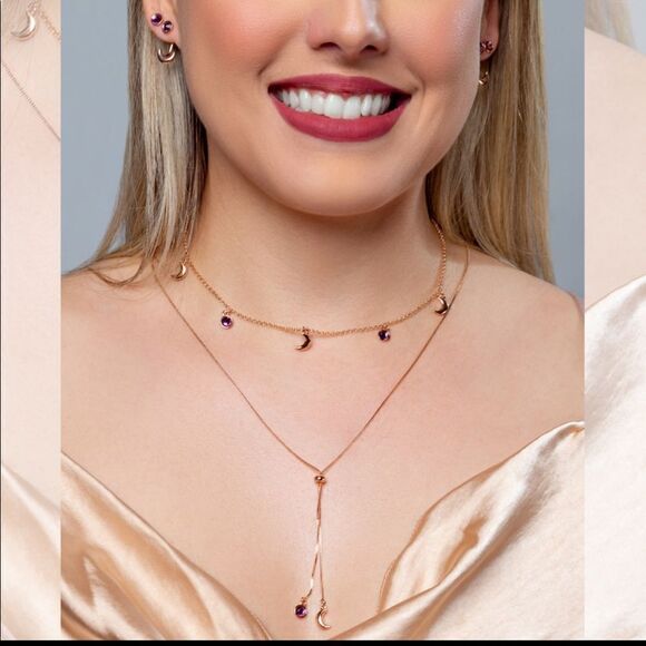 Swarovski Crystal MYSTICAL IRIS OVERLAPPING EARRING + ROSÉ GOLD PLATED - Picture 5 of 7